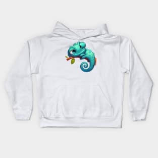 Cute Lazy Chameleon Illustration Kids Hoodie